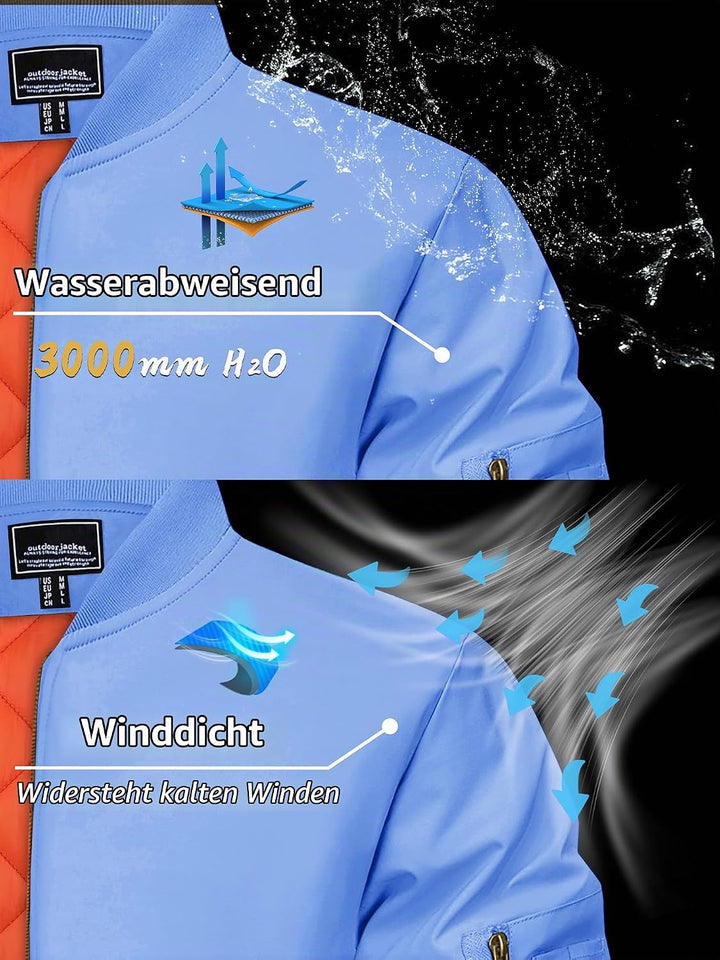 KEFITEVD Herrenjacke durchgehender Reissverschluss lässige winddichte Bomberjacken Winter warm gepol