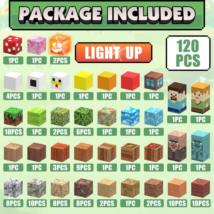 TUKIIE Magnetische Bausteine 120 Stück 1" Light Up Magnetic Building Blocks Magnetblöcke Magnetbaust