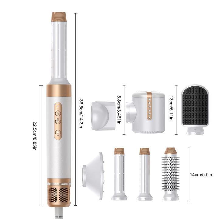 UKLISS Haarstyler 7 in 1, Warmluftbürste 1400W Haartrockner mit Diffusor 110000 U/Min, Rundbürstenfö