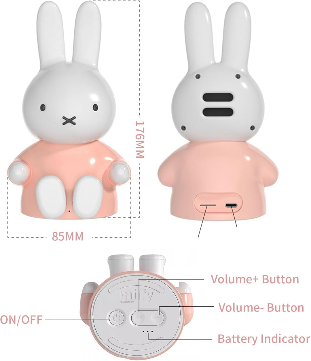 MiPow x Miffy 2026 New Model Bluetooth Speaker, Portable Wireless HD Stereo, Bluetooth 5.0, 220g Lig