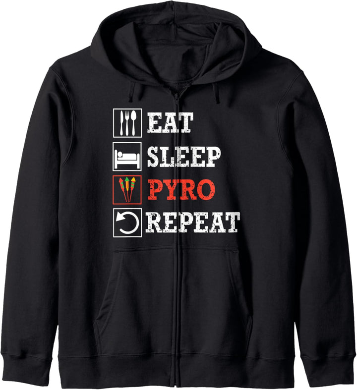 Eat Sleep Pyro Repeat T-Shirt Pyrotechniker Pyro Feuerwerk Kapuzenjacke
