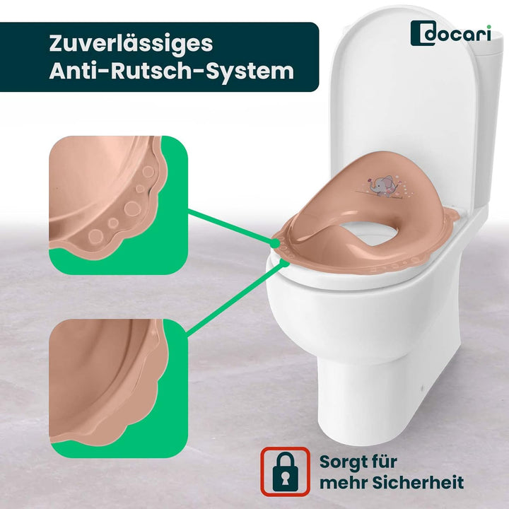 Toilettentrainer mit Treppe als Set Pfirsich Elefant - Toilettensitz Kinder und Tritthocker Kinder -