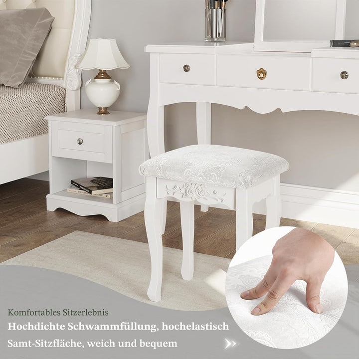 WOLTU MB6015cm Schminkhocker, Sitzhocker, Hocker Landhaus Hocker, Polsterhocker, MDF Holz, Weiss lac