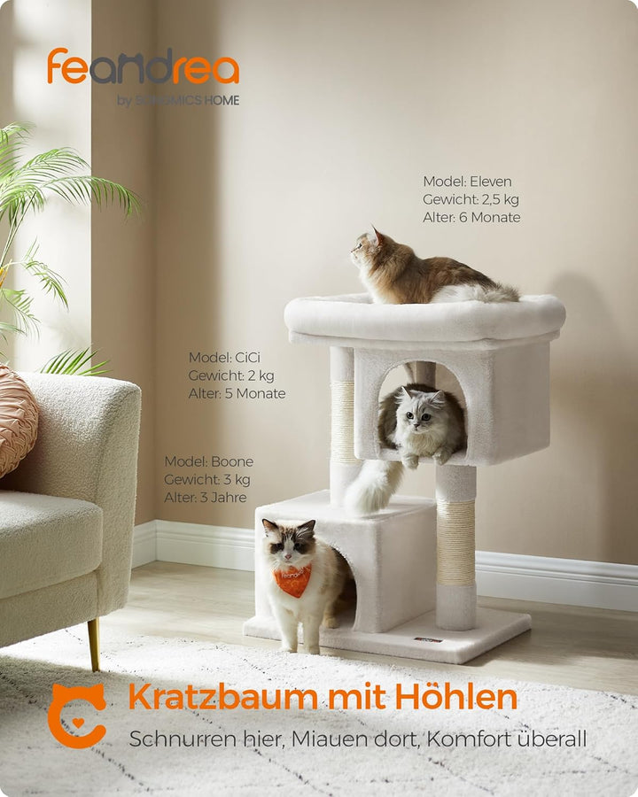 Feandrea Kratzbaum, 84 cm Katzenbaum, L, Katzenhaus für grosse Katzen bis zu 7 kg, grosse Plattform,