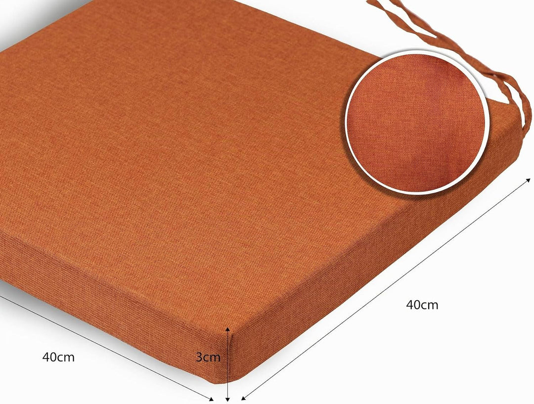 sunnypillow 4er Set Stuhlkissen mit Bindebänder - 40 x 40 x 3 cm - Sitzkissen Outdoor für Stühle/Bän