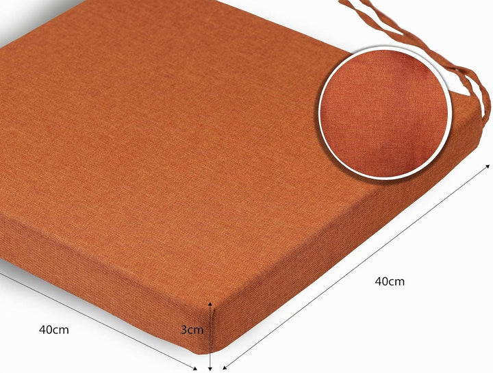sunnypillow 4er Set Stuhlkissen mit Bindebänder - 40 x 40 x 3 cm - Sitzkissen Outdoor für Stühle/Bän
