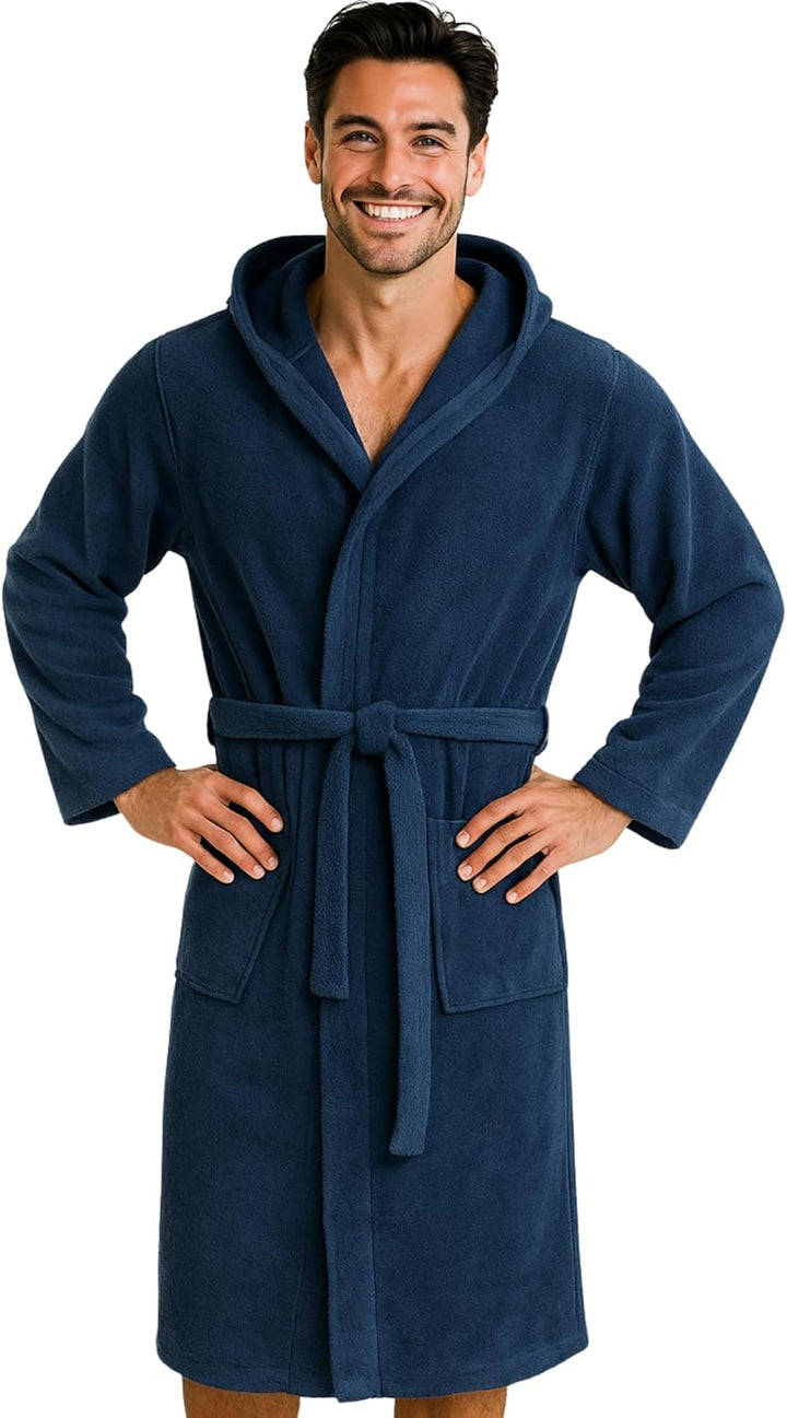 Morgenstern Bademantel Herren Kapuze Frottee 100% Baumwolle Lang Cadiz Salamanca XXL Marine, XXL Mar