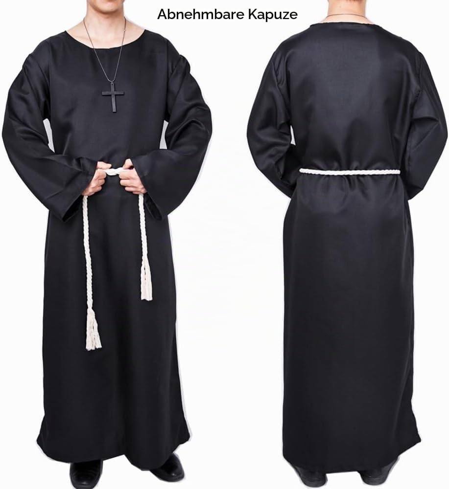 Myir JUN Mönch Robe Kostüm Mönch Priester Gewand Halloween Kostüm mit Kapuze Mittelalterliche Kapuze