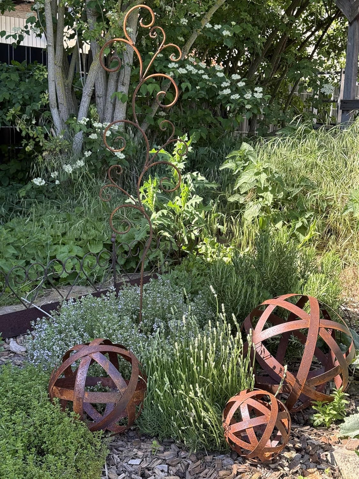ecosoul Kugel Rostkugel Dekokugel verrostet Bänder Gartenkugel Metall Rost Deko Edelrost Verschieden
