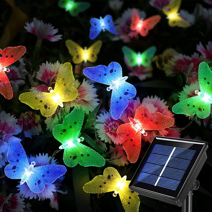 Aussen Solar Licht Garten, wasserdicht 20 PCS Faser Schmetterling geformte Solar Powered Lichterkett