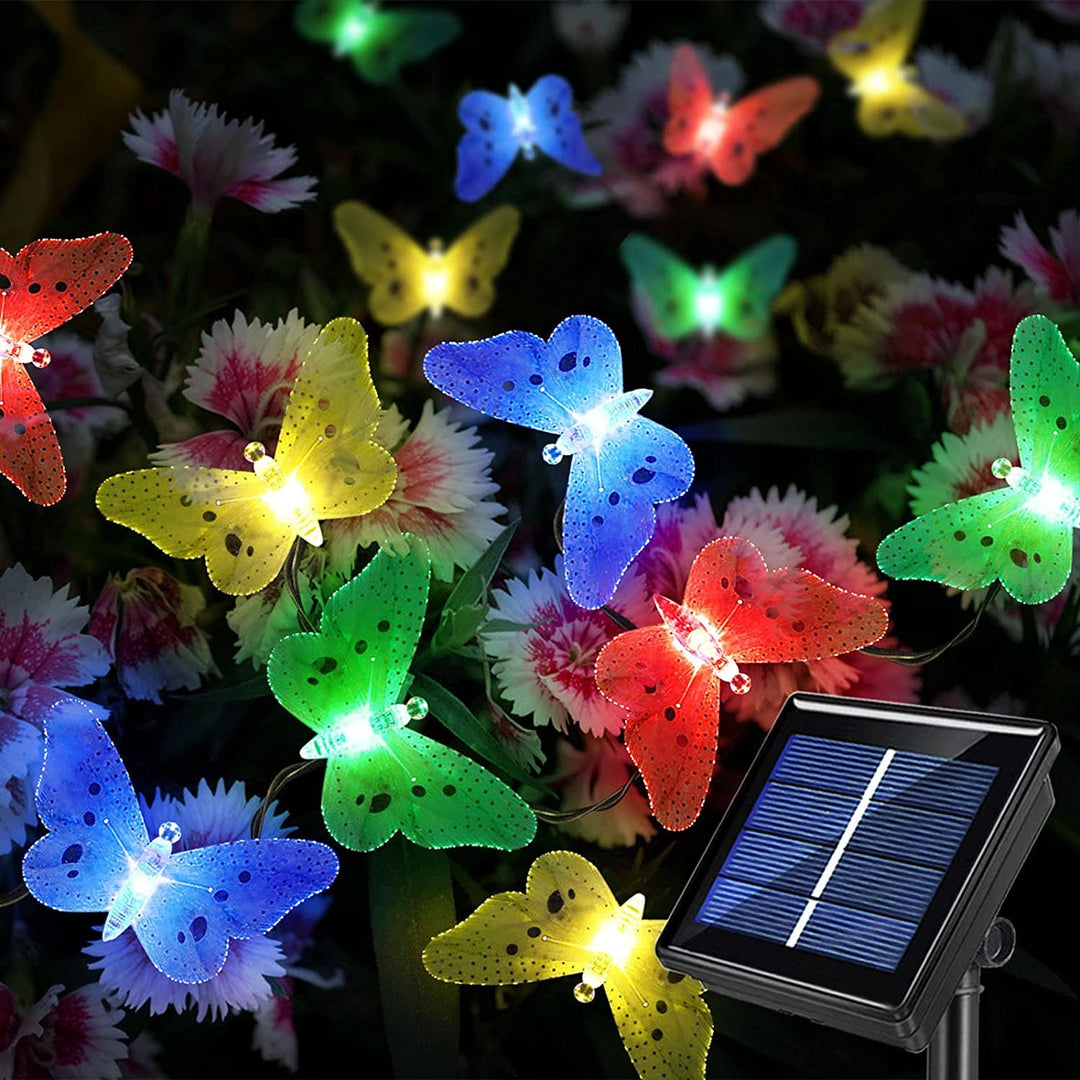Aussen Solar Licht Garten wasserdicht 12 PCS Faser Schmetterling Shaped solarbetriebene Lichterkette