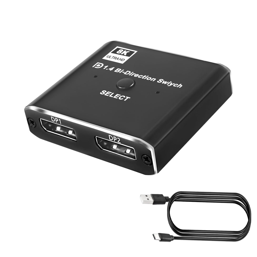 XMSJSIY DisplayPort Switch 8K Bidirektionaler DP 1.4 Switcher 1.4 in 2-Ausgang Ausgang 2 in 1-Ausgan