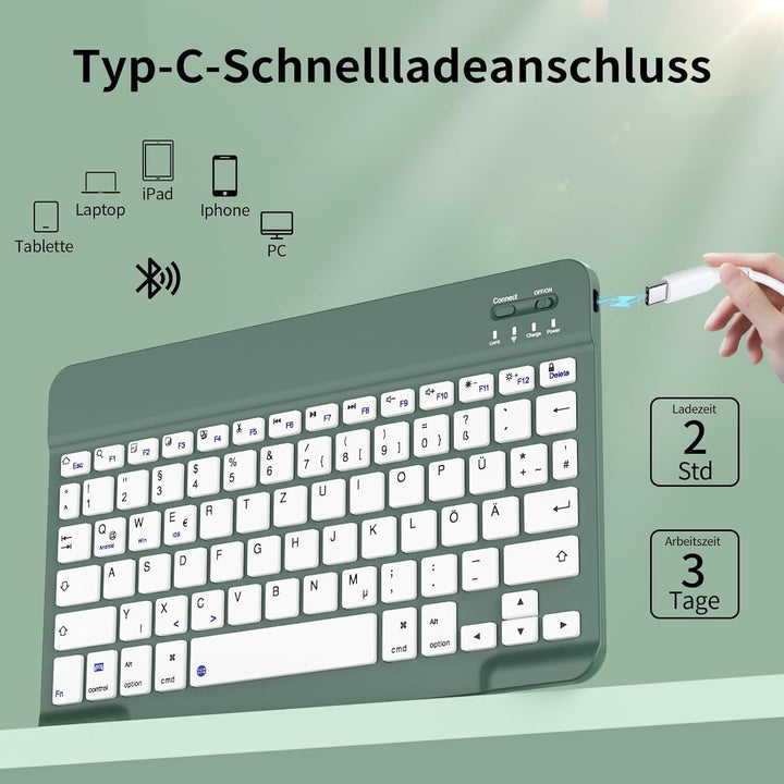Hülle mit Tastatur für iPad A16 11. Generation 2025, iPad 10. Generation 2022 10,9 Zoll, Abnehmbarer