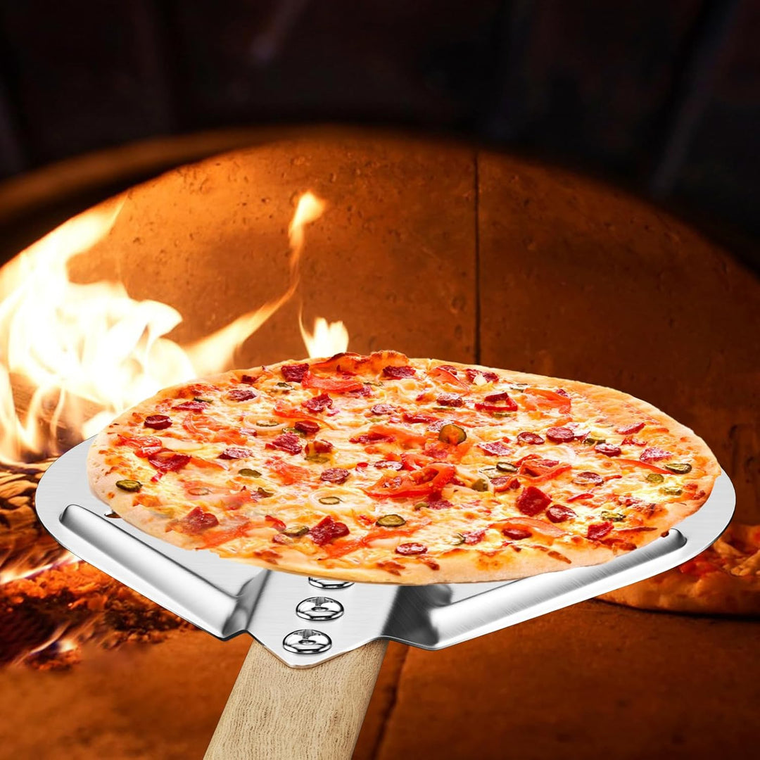 pizzaschieber perforiert, 7 zoll Perforierter Pizzaschieber rund mit Verbrühungshemmend Griff, Pizza