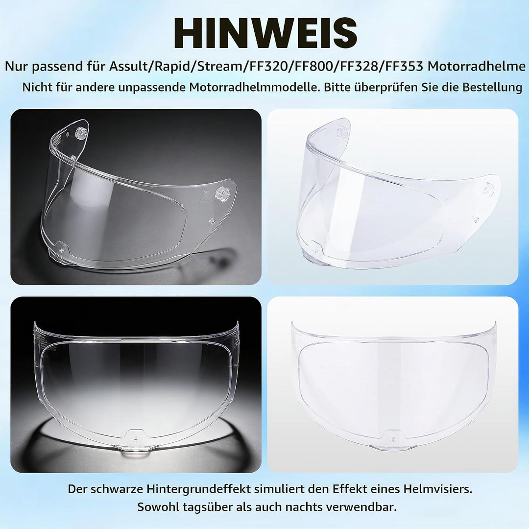 Helmvisier für LS2 FF328/FF353/FF800,Motorradhelm Visier,Motorrad Windschutz Helm Objektiv Visier Vo
