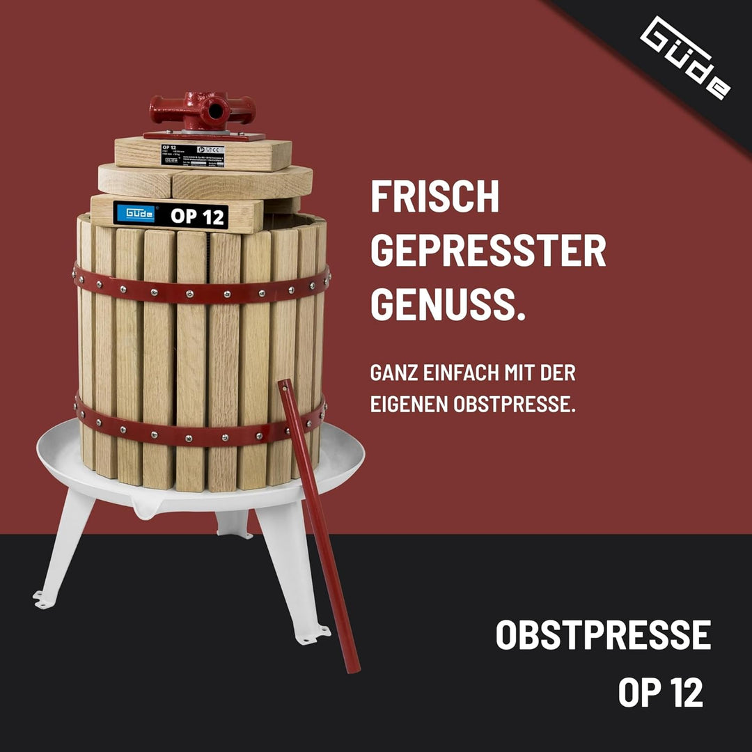 Güde 30003 BP 12 Obstpresse, Saftpresse und Beerenpresse, mechanische Presse inklusive Pressnetz 12