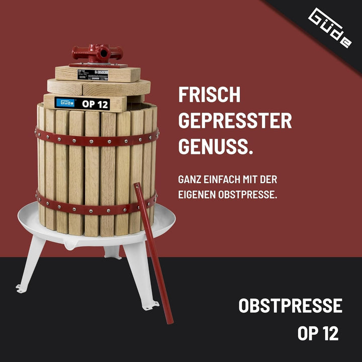 Güde 30003 BP 12 Obstpresse, Saftpresse und Beerenpresse, mechanische Presse inklusive Pressnetz 12
