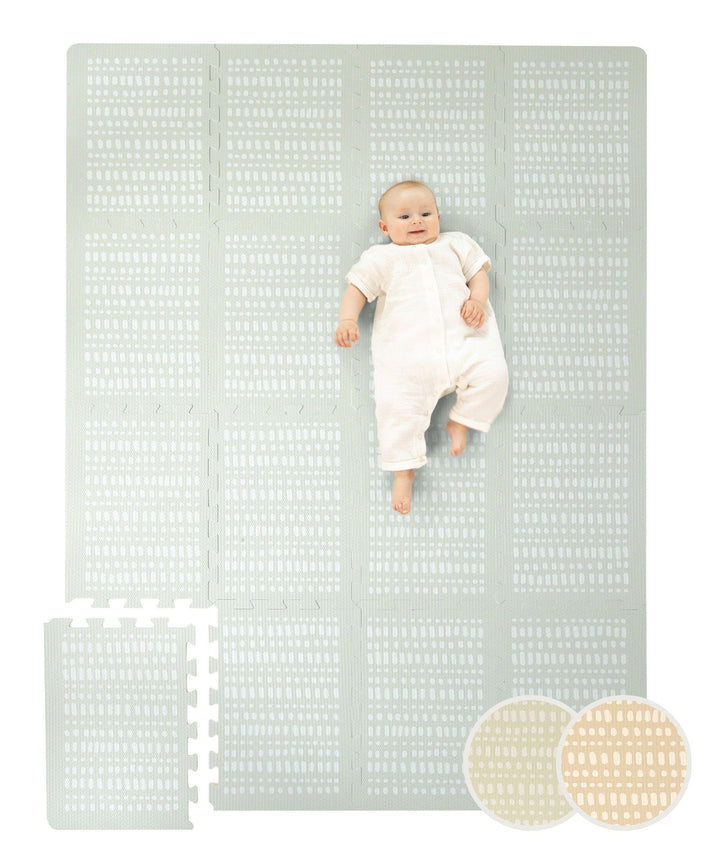 Stylische Puzzlematte Baby 1,7x1,2m Hygge Grau – 16 XL-Platten mit Kanten – Dicke & weiche Baby Spie
