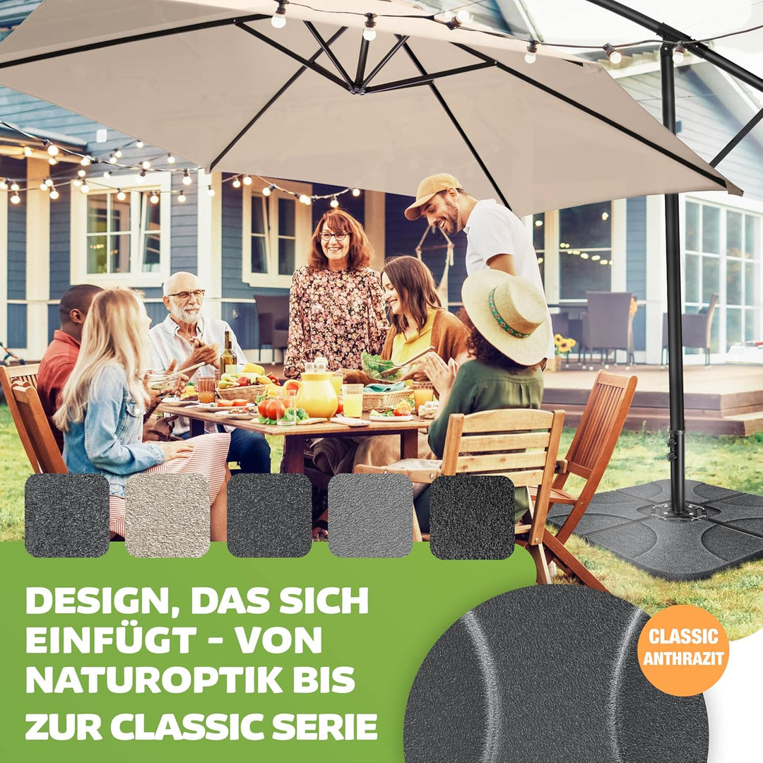 KESSER® Sonnenschirmständer 4-teilig Schirmgewicht Schirmständer für Ampelschirm Bodenkreuz 60 Liter