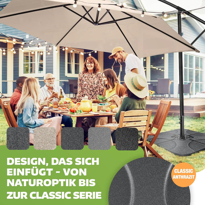 KESSER® Sonnenschirmständer 4-teilig Schirmgewicht Schirmständer für Ampelschirm Bodenkreuz 60 Liter