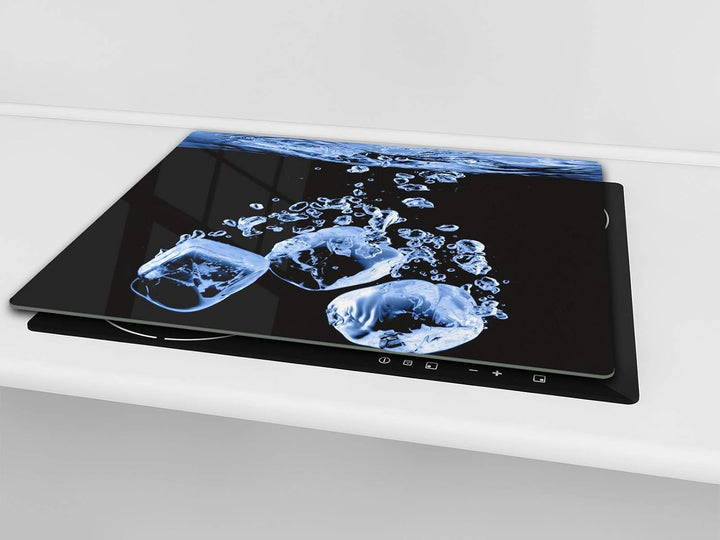 Küchenbrett aus Hartglas und Induktionskochplattenabdeckung – Schneideplatten SINGLE mit 60 x 52 cm