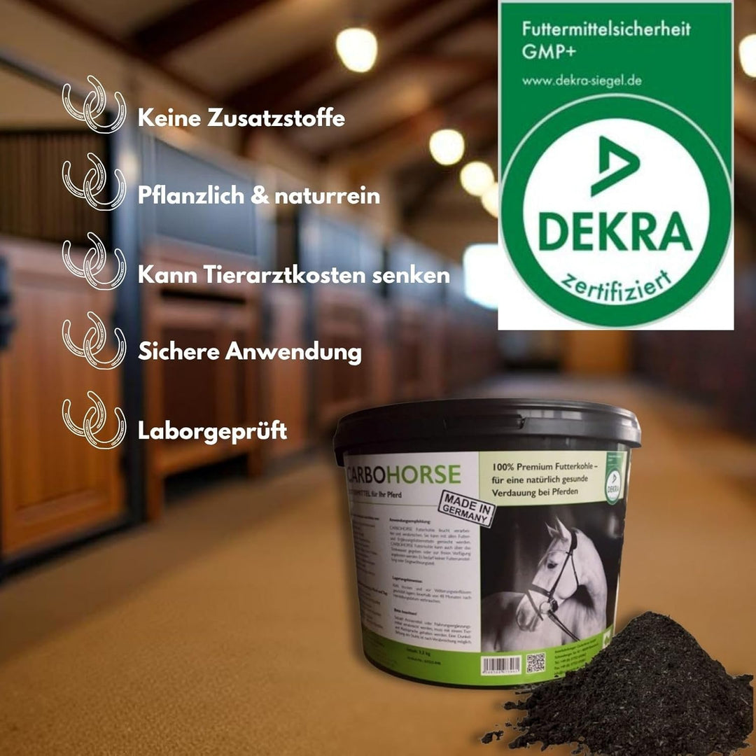 Carbo Verte Premium Futterkohle für eine natürlich gesunde Verdauung bei Pferden, 3,5 kg, nach GMP+