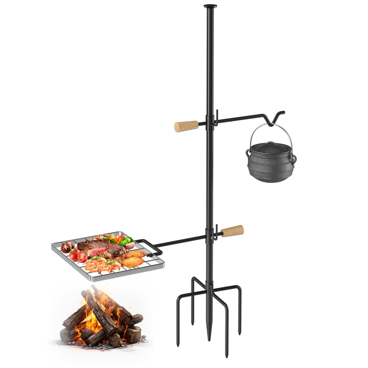 Lagerfeuer Grillrost mit Schwenkgriff, Feuerstelle Grillrost Lagerfeuer Kochausrüstung mit Schwerlas