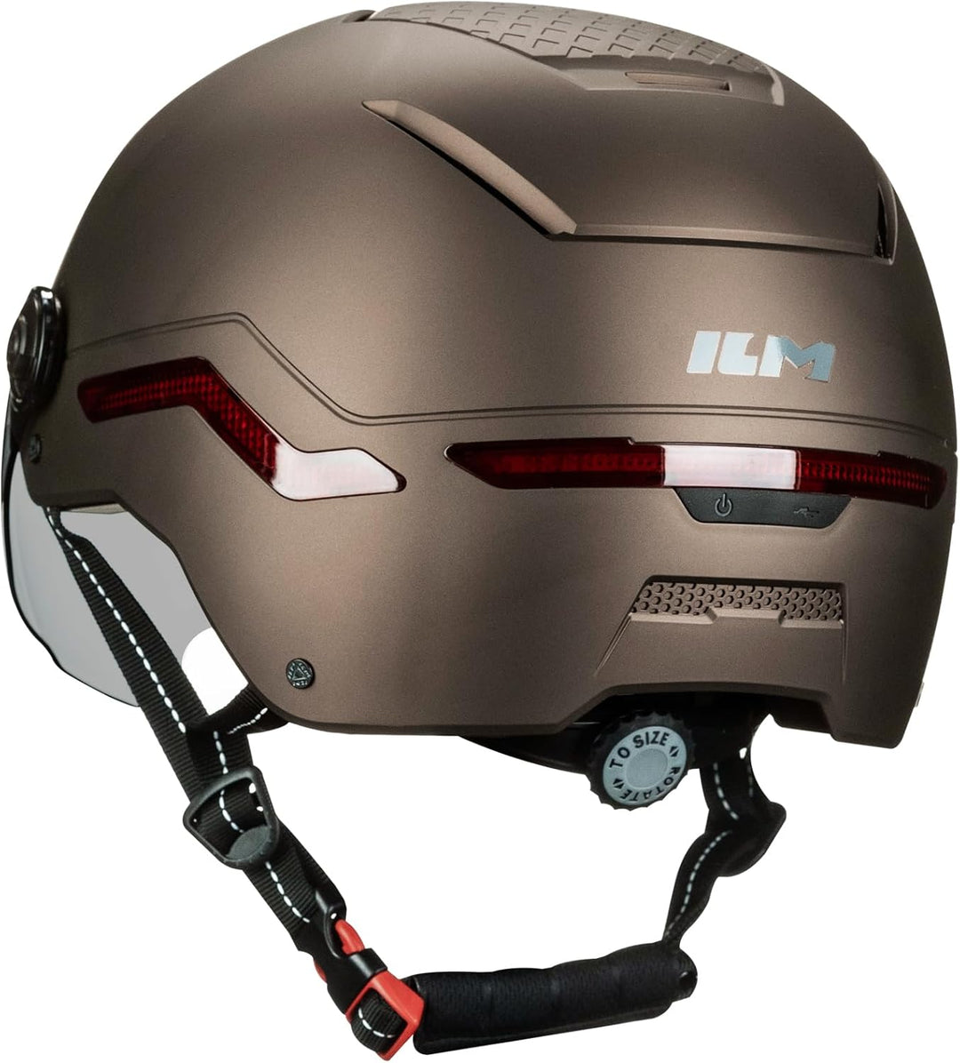 ILM Fahrradhelm Herren Damen mit Visier und LED Licht Beleuchtung Automatischem G-Sensor für Blinker