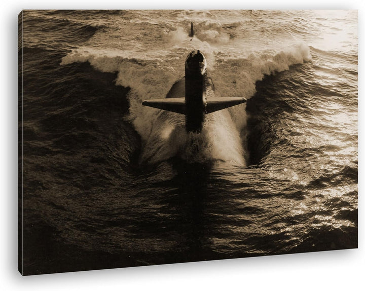 deyoli gewaltiges U-Boot Format: 80x60 Effekt: Sepia als Leinwandbild, Motiv fertig gerahmt auf Echt