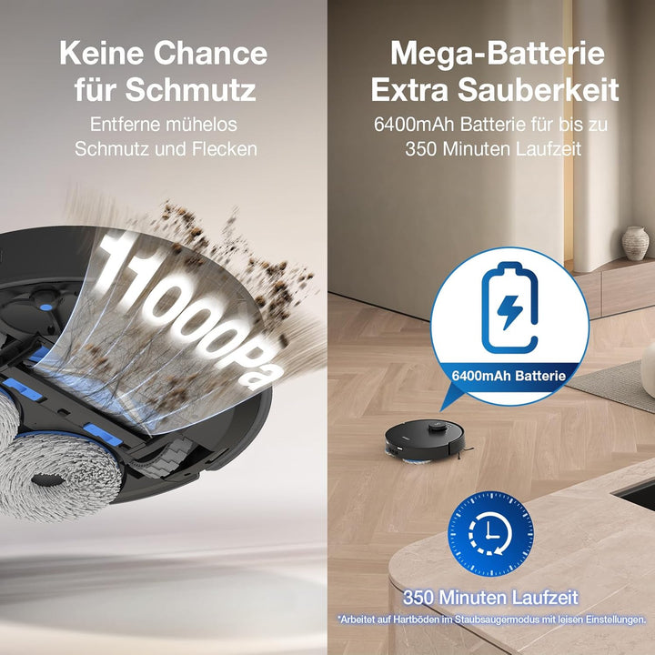 ECOVACS DEEBOT T30S PRO Saugroboter mit Wischfunktion, 11.000 Pa, ZeroTangle Technologie, 70°C heiss