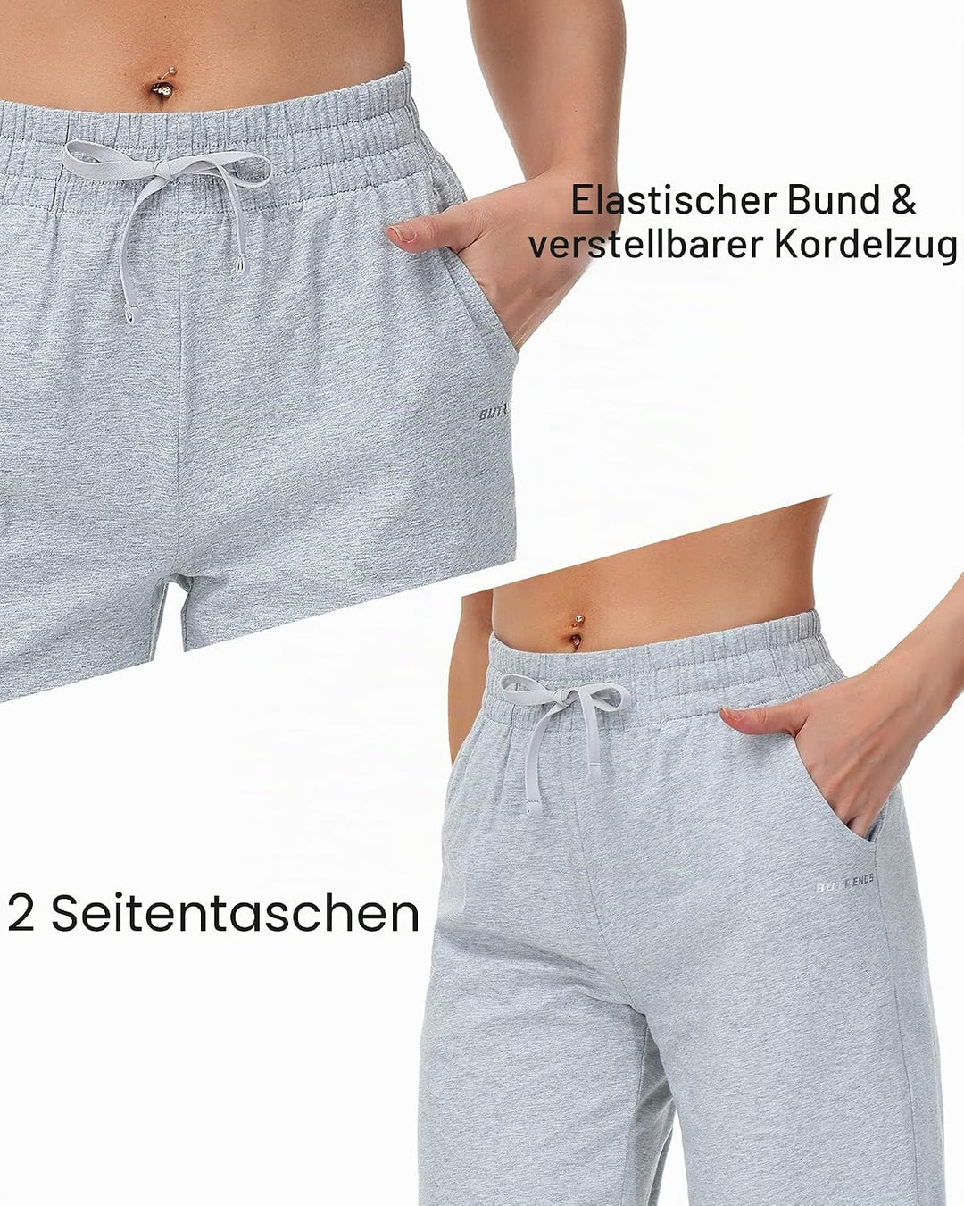 Butrends Damen Jogginghose Baumwolle mit offenem Boden Yoga Sporthose Hohe Taile Trainingshose Loung