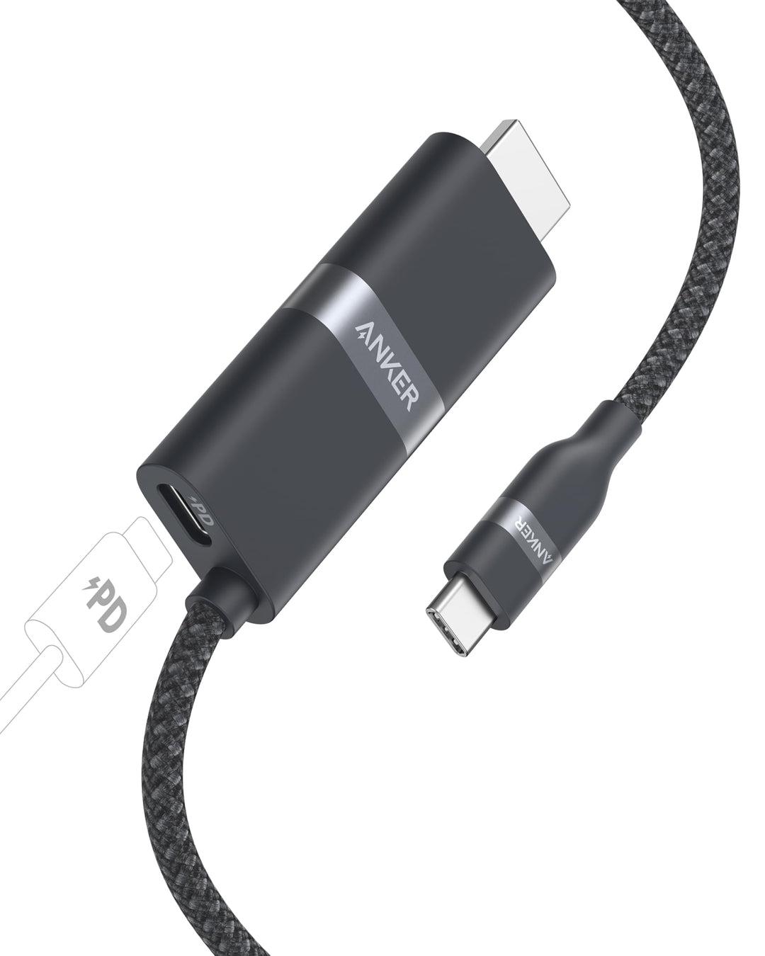 Anker Nano USB-C auf HDMI-Kabel Adapter mit 140W PD Schnelllade-Port, 4K@60Hz HDMI auf USB-C Kabel,