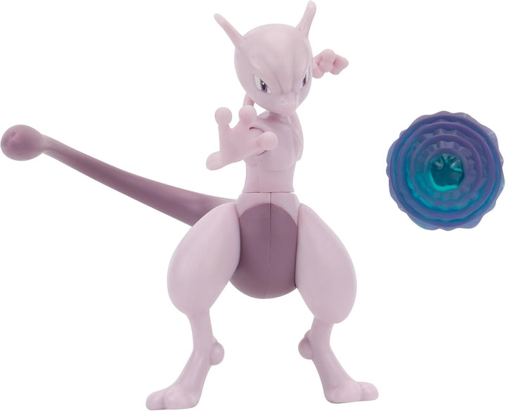 Pokémon PKW3370 - Battle Feature Figure - Mewtu, offizielle bewegliche Figuren, 11,5 cm