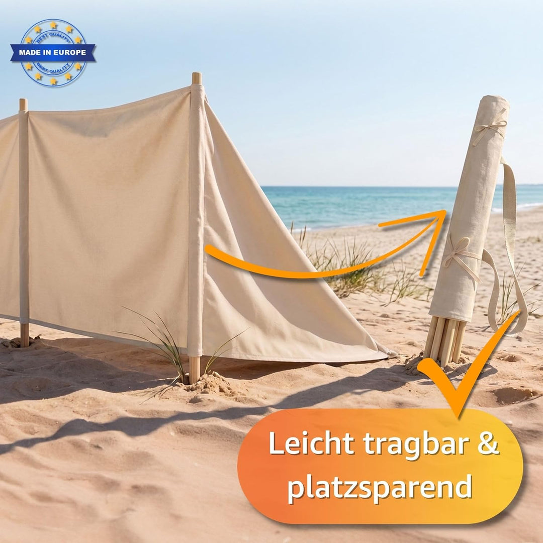Amazinggirl Windschutz Camping Sichtschutz Strand, Mobiler Strandwindschutz 5m, Windfang Camping Sic