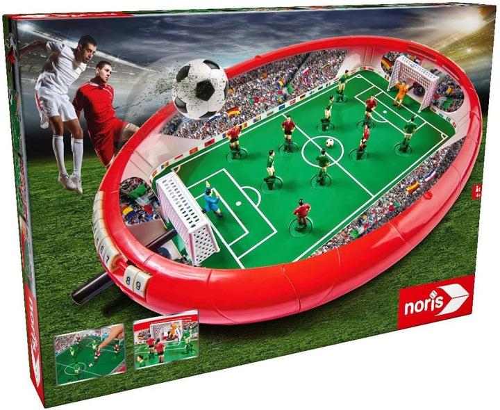 Noris 606178712 Fussball Arena, Der Tischfussball Spass für die ganze Familie, mit Toranzeige, Gesam