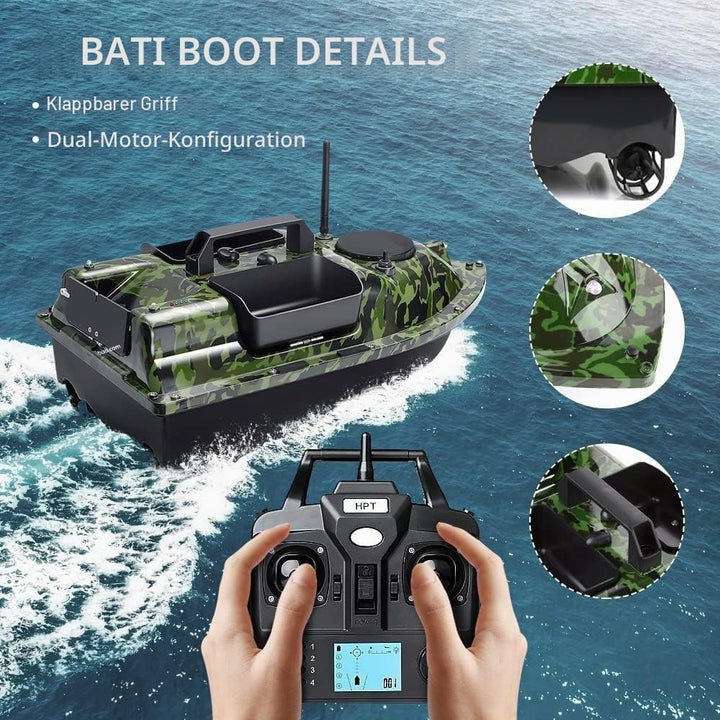 12000mAh 500m GPS futterboot mit 3 Katapultbuchten. Köderboote zum Karpfenangeln mit GPS, 16 Speiche