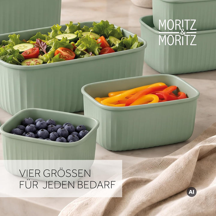 Moritz &amp; Moritz Vorratsdosen 4er Set luftdicht mit Deckel rechteckig grün