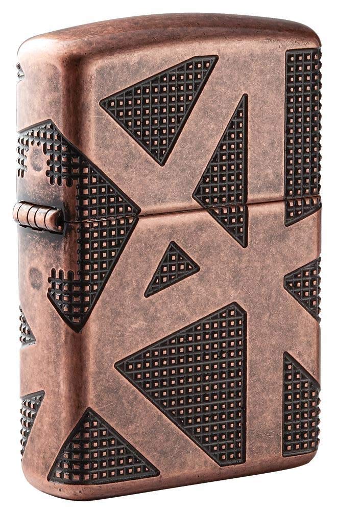 Zippo Armor Taschenfeuerzeug, antikes Kupfer, geometrisches Design, 360, Einheitsgrösse Copper, Copp