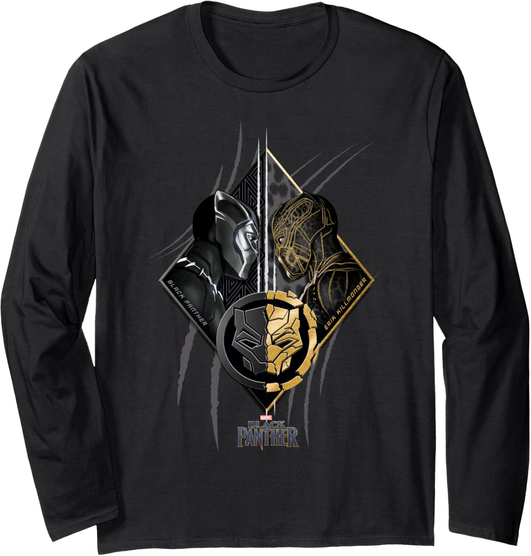 Marvel Black Panther Killmonger Face To Face Portrait Langarmshirt