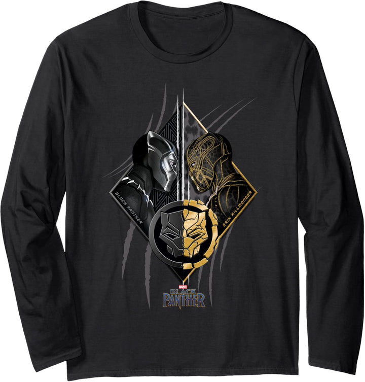 Marvel Black Panther Killmonger Face To Face Portrait Langarmshirt