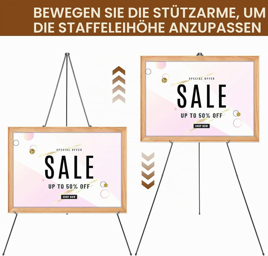AiQInu Staffelei Schwarz, Tragbare Teleskop Künstler Boden Staffeleien Verstellbares Stativ Leinwand
