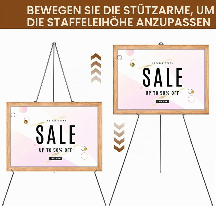 AiQInu Staffelei Schwarz, Tragbare Teleskop Künstler Boden Staffeleien Verstellbares Stativ Leinwand
