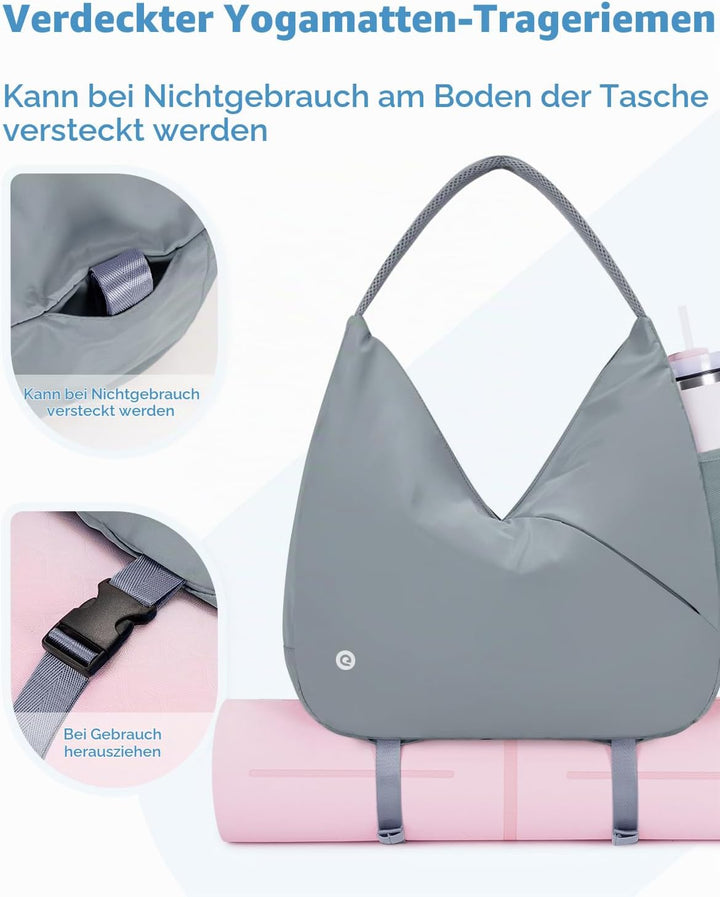 Ceneda Sporttasche für Damen Sport-Reisetasche mit verstecktem Yogamatten-Halter und Schuhfach Worko