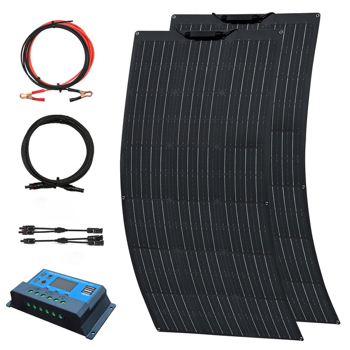 WUZECK 200w 12v/24v Solarpanel Solarmodul Solarpanel-Set, 2 x100W Flexible Solarpanel monokristallin