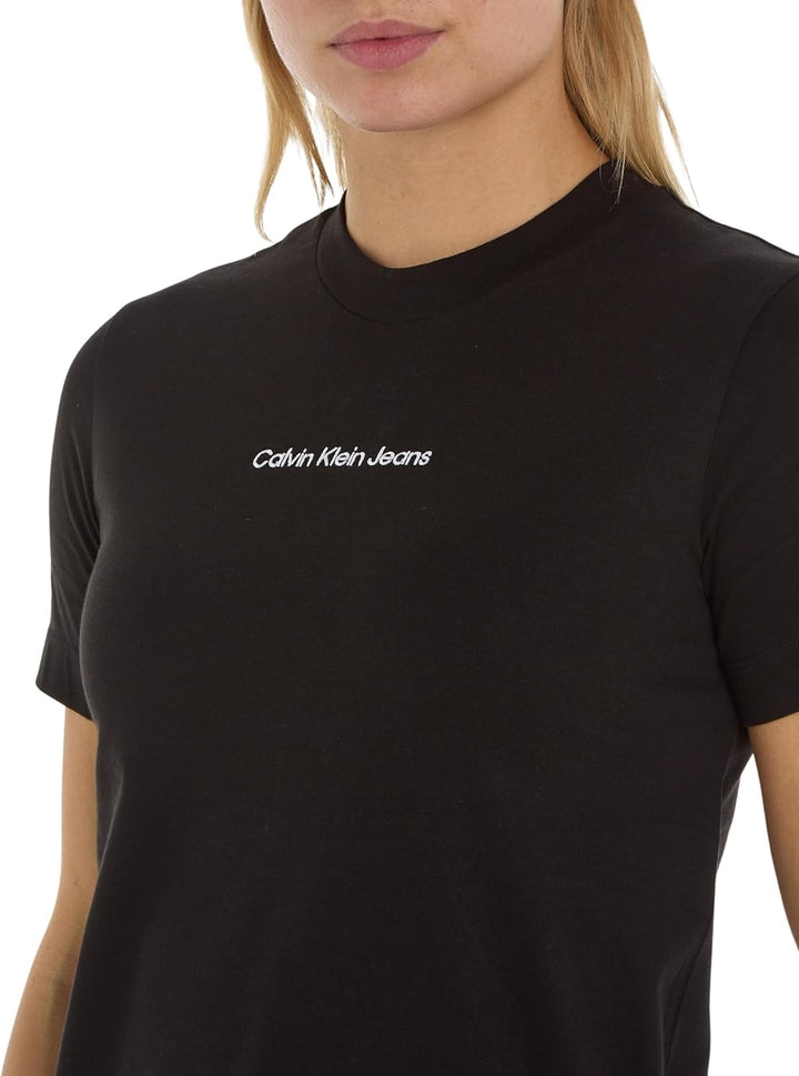 Calvin Klein Jeans Damen T-Shirt Kurzarm Institutional Straight Rundhalsausschnitt XL Ck Black, XL C