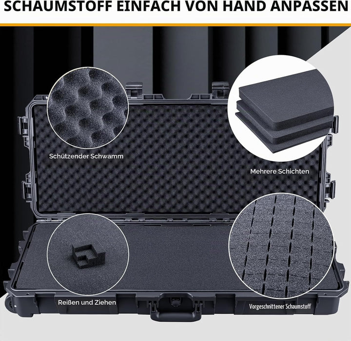 Lykus HC-9010 Wasserdicht Koffer mit anpassbar Rasterschaumstoff, Innengrösse 86,8x33,5x13 cm, Passe
