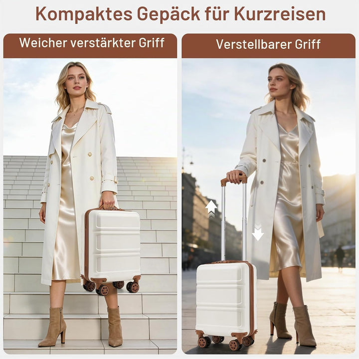 KONO Koffer Trolley Reisekoffer aus ABS+PC – Leichter Hartschalenkoffer mit 4 Zwillingsrollen und TS