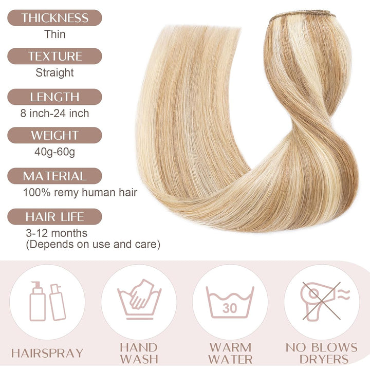 SEGO Clip in Extensions Haarverlängerungen Remy Echthaar 7A ein Teilig Haarteil 100% Human Haar Glat