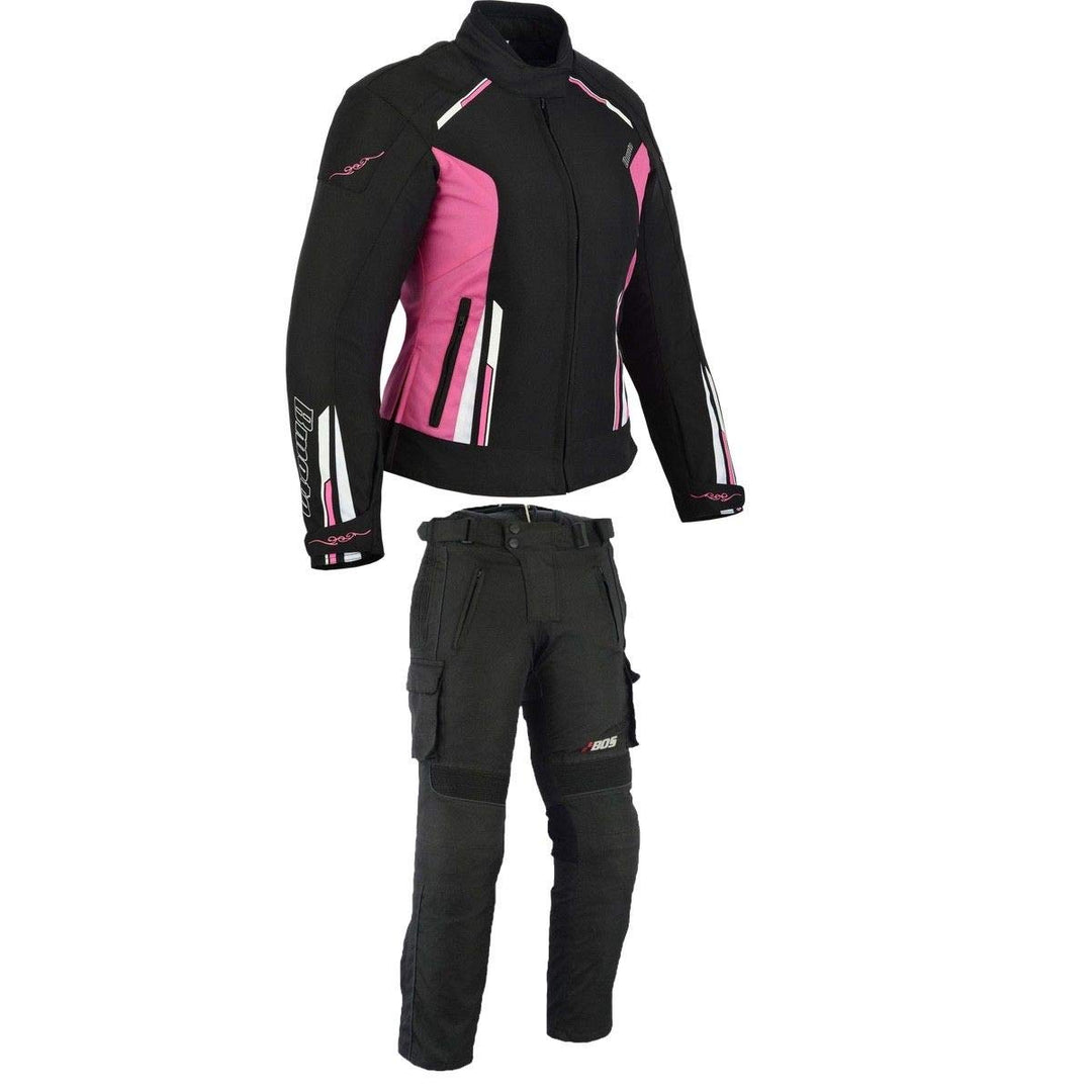 Damen Motorrad Motorradkombi Textil Schwarz Weiss Rose (XL) XL Schwarz, XL Schwarz