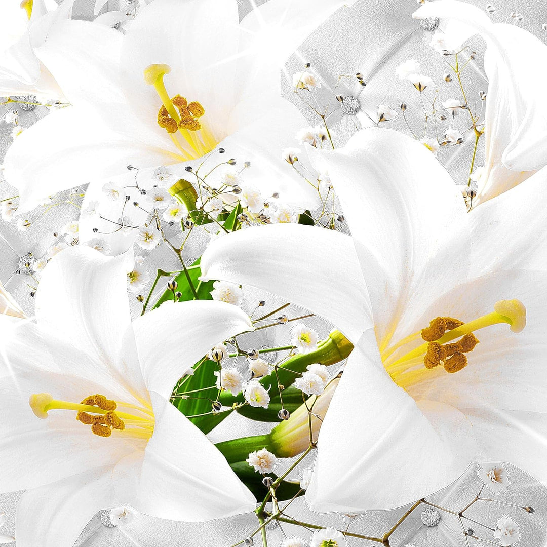 Runa Art Wandbilder Blumen Lilien 5 Teilig Bild auf Vlies Leinwand Deko Wohnzimmer Abstrakt Grün Gel